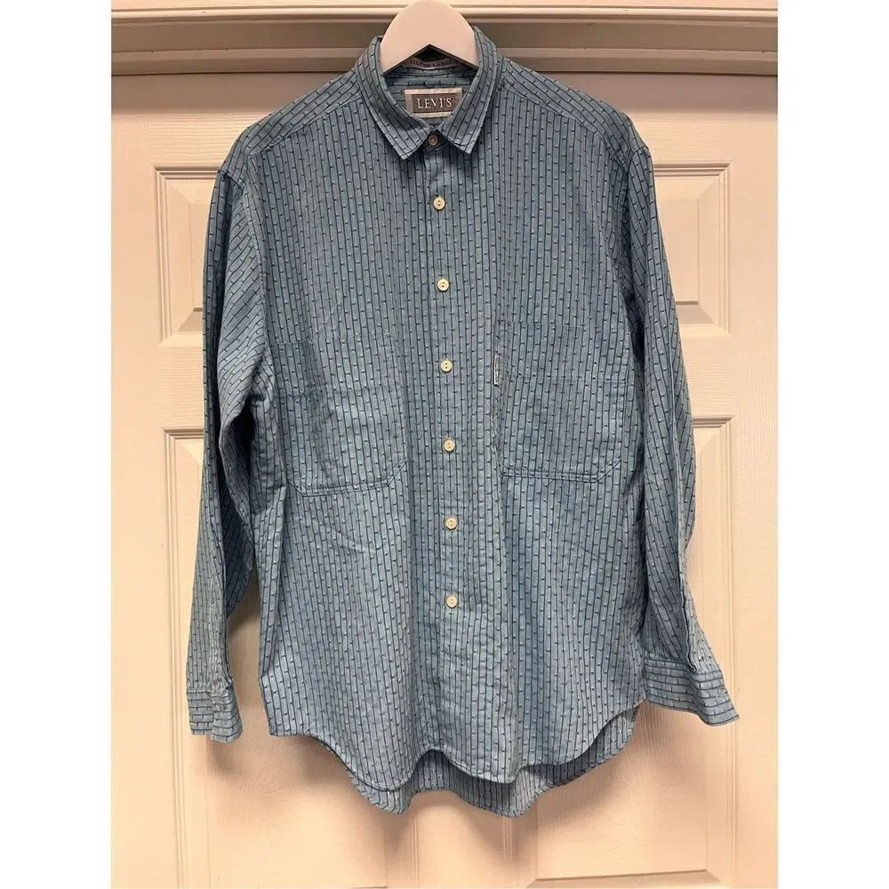 Levi’s Silver Label Blue Textured Button Down Shirt sz L